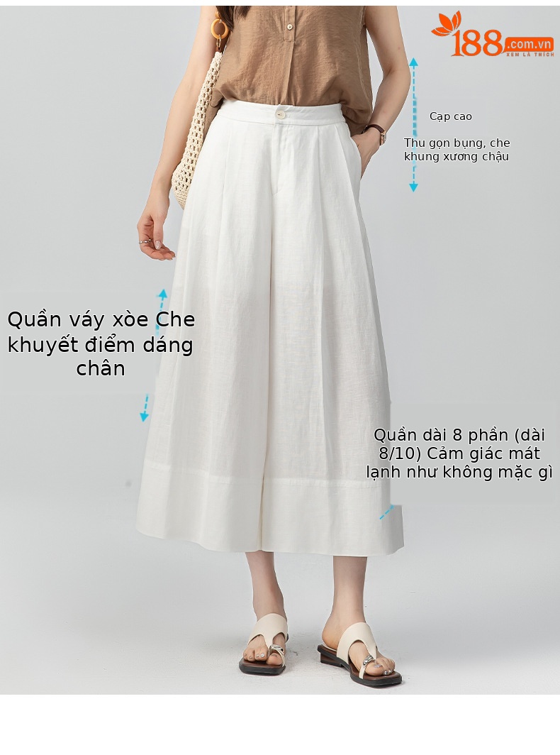 Quần culottes nữ ống rộng dáng dài chất liệu lyocell pha linen thoáng mát — B5-03=giá trị thông số Ki, (cài 3) chi tiết 5