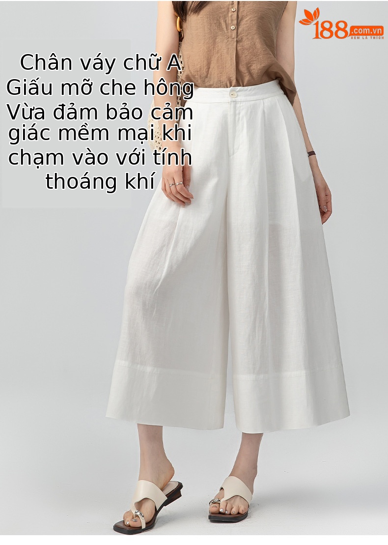 Quần culottes nữ ống rộng dáng dài chất liệu lyocell pha linen thoáng mát — B5-03=giá trị thông số Ki, (cài 3) chi tiết 9