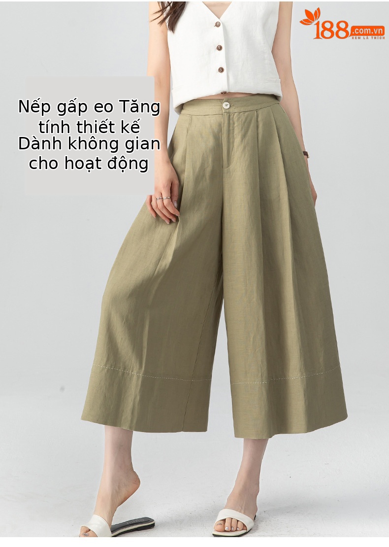 Quần culottes nữ ống rộng dáng dài chất liệu lyocell pha linen thoáng mát — B5-03=giá trị thông số Ki, (cài 3) chi tiết 10