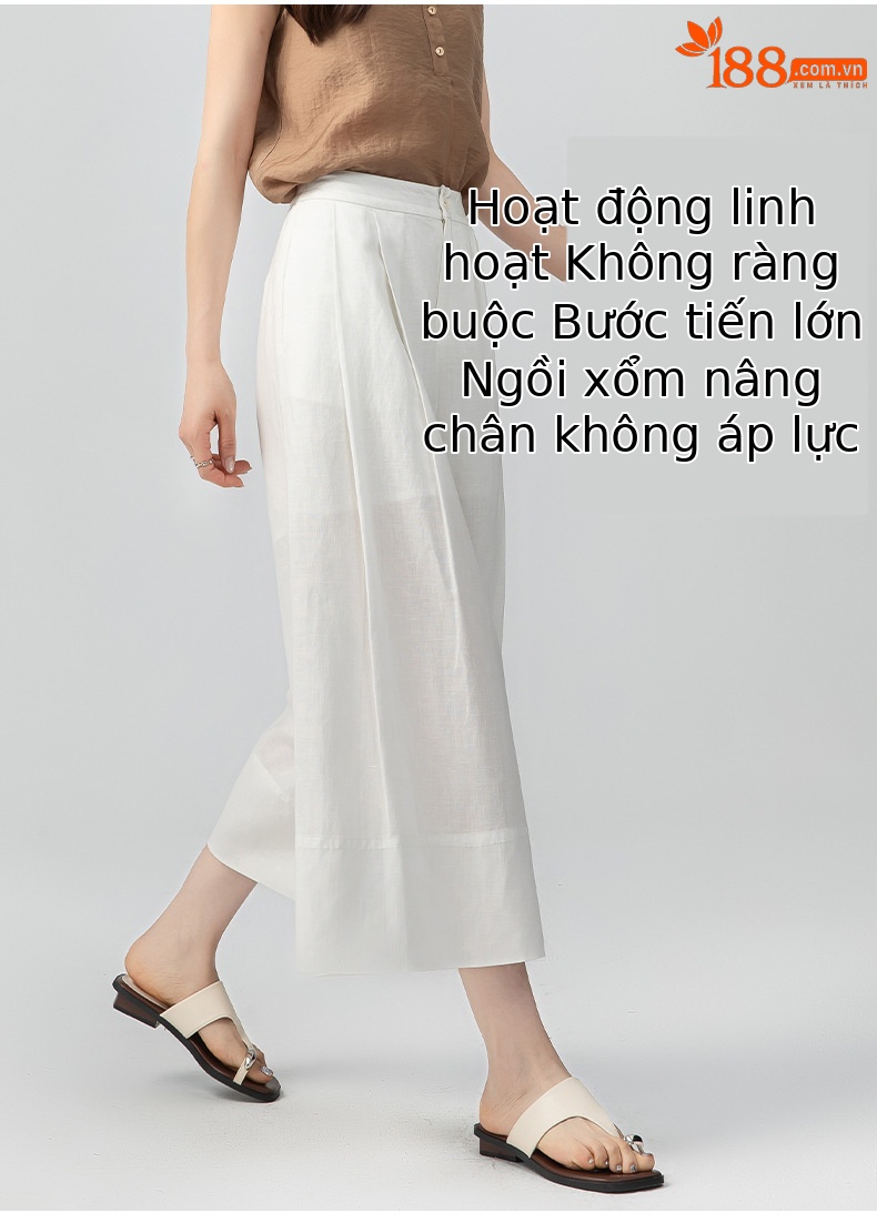 Quần culottes nữ ống rộng dáng dài chất liệu lyocell pha linen thoáng mát — B5-03=giá trị thông số Ki, (cài 3) chi tiết 11