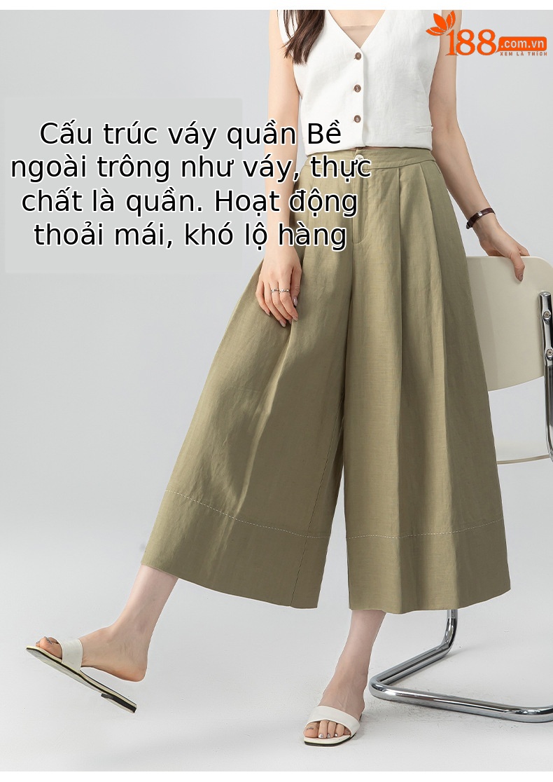 Quần culottes nữ ống rộng dáng dài chất liệu lyocell pha linen thoáng mát — B5-03=giá trị thông số Ki, (cài 3) chi tiết 12
