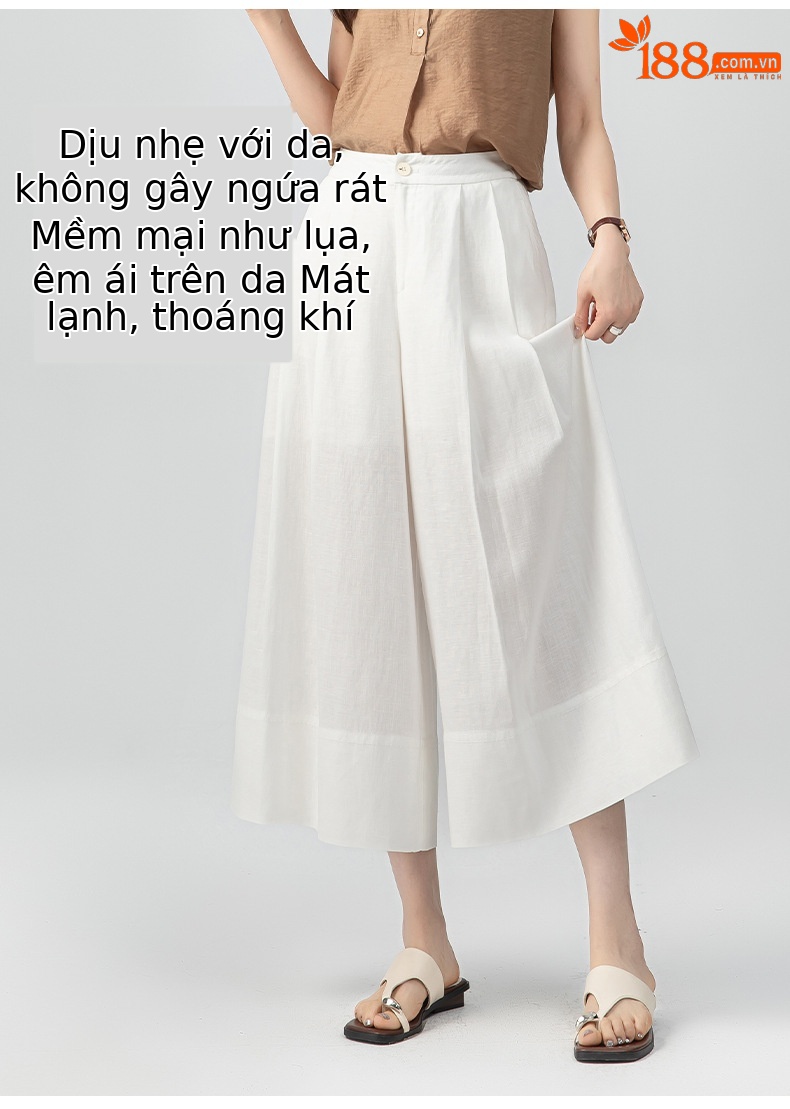 Quần culottes nữ ống rộng dáng dài chất liệu lyocell pha linen thoáng mát — B5-03=giá trị thông số Ki, (cài 3) chi tiết 13