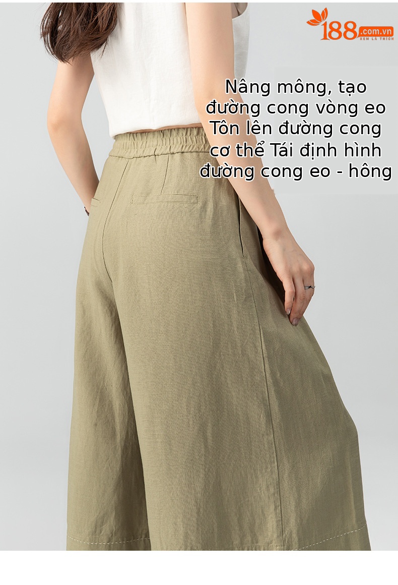 Quần culottes nữ ống rộng dáng dài chất liệu lyocell pha linen thoáng mát — B5-03=giá trị thông số Ki, (cài 3) chi tiết 14