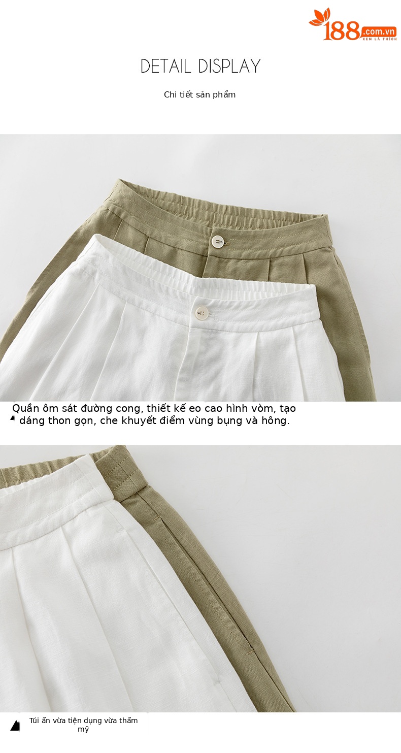 Quần culottes nữ ống rộng dáng dài chất liệu lyocell pha linen thoáng mát — B5-03=giá trị thông số Ki, (cài 3) chi tiết 15