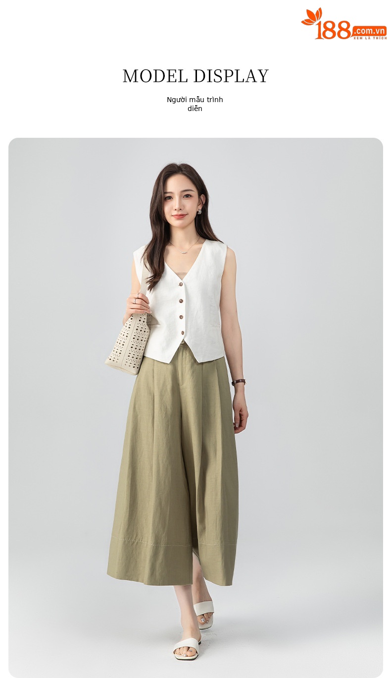 Quần culottes nữ ống rộng dáng dài chất liệu lyocell pha linen thoáng mát — B5-03=giá trị thông số Ki, (cài 3) chi tiết 20