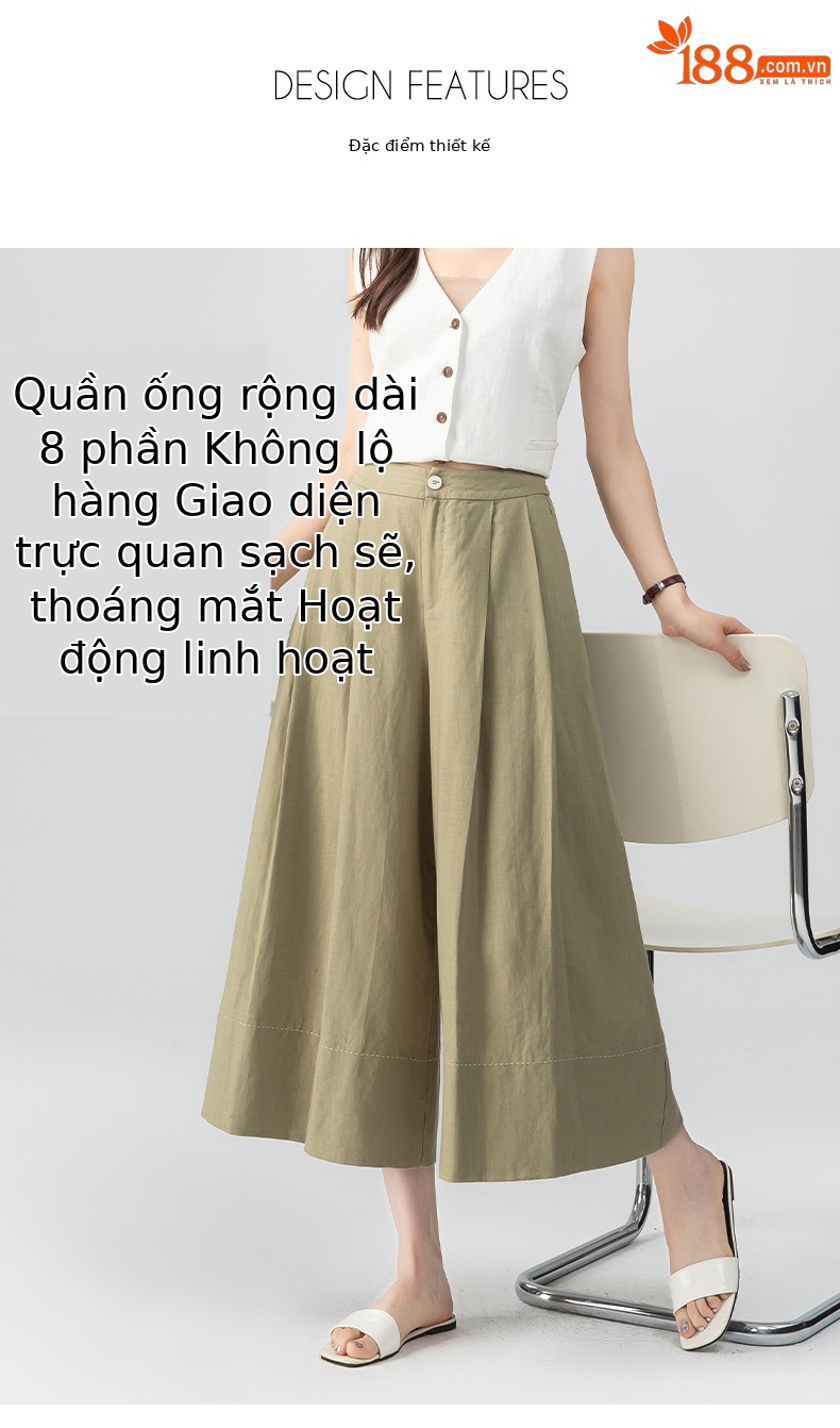 Quần culottes nữ ống rộng dáng dài chất liệu lyocell pha linen thoáng mát — B5-03=giá trị thông số Ki, (cài 3) chi tiết 8