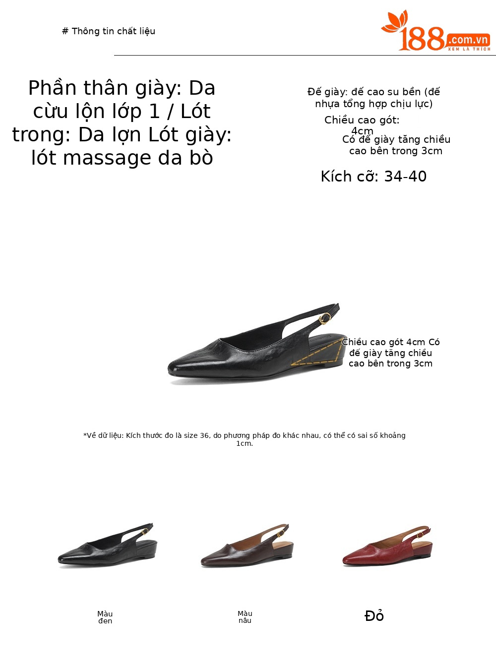 Sandal nữ da cừu mũi nhọn quai chữ V đế bệt — màu nâu chi tiết 4