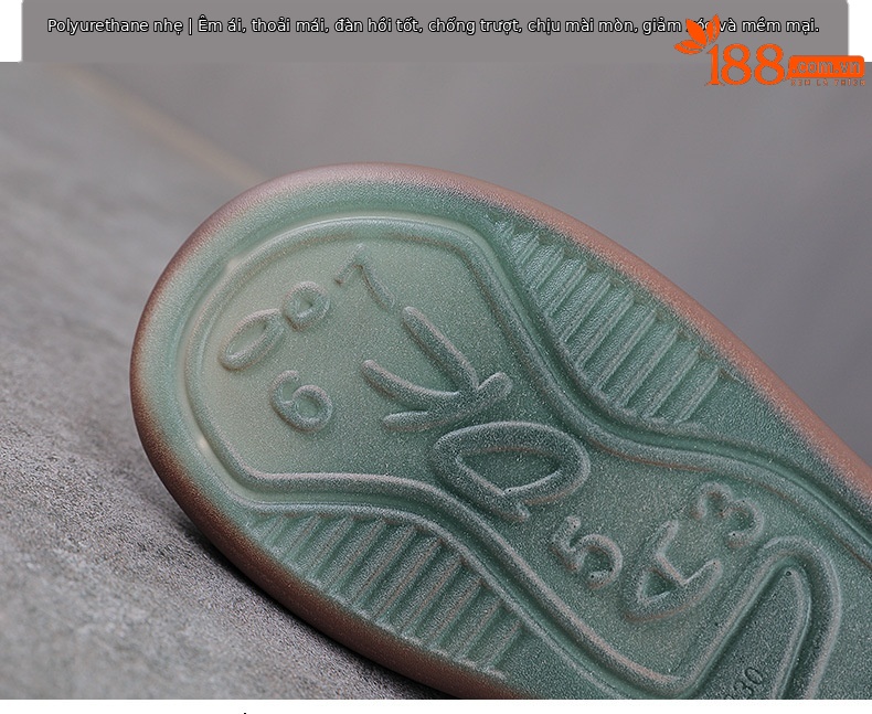 Giày sneaker nữ da bò lỗ thoáng khí dây buộc mũi tròn phong cách cổ điển — xanh lá cây chi tiết 7