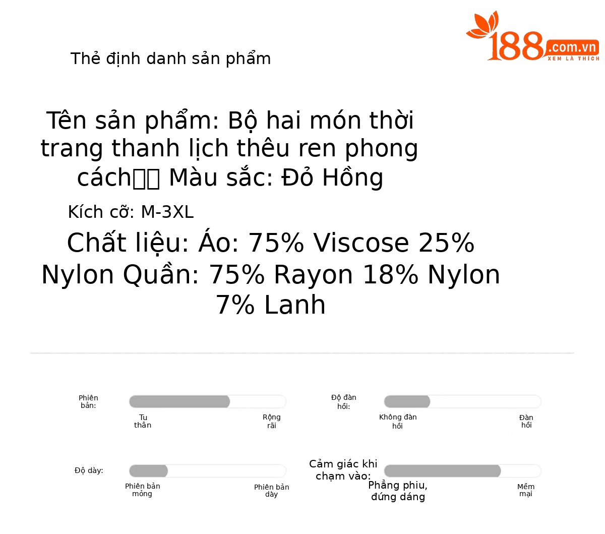 Bộ hai mảnh nữ hè 2026 áo thêu phối quần ống rộng cao cấp MM6652 — Màu hồng, màu đỏ chi tiết 12