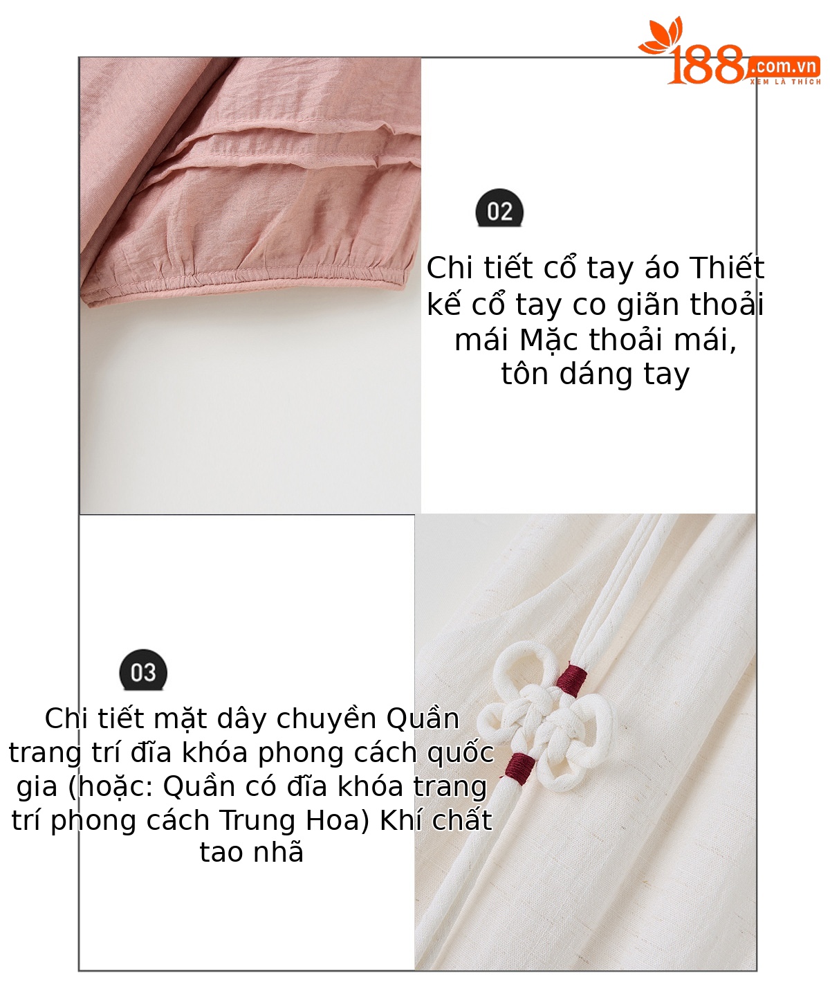 Bộ hai mảnh nữ hè 2026 áo thêu phối quần ống rộng cao cấp MM6652 — Màu hồng, màu đỏ chi tiết 8