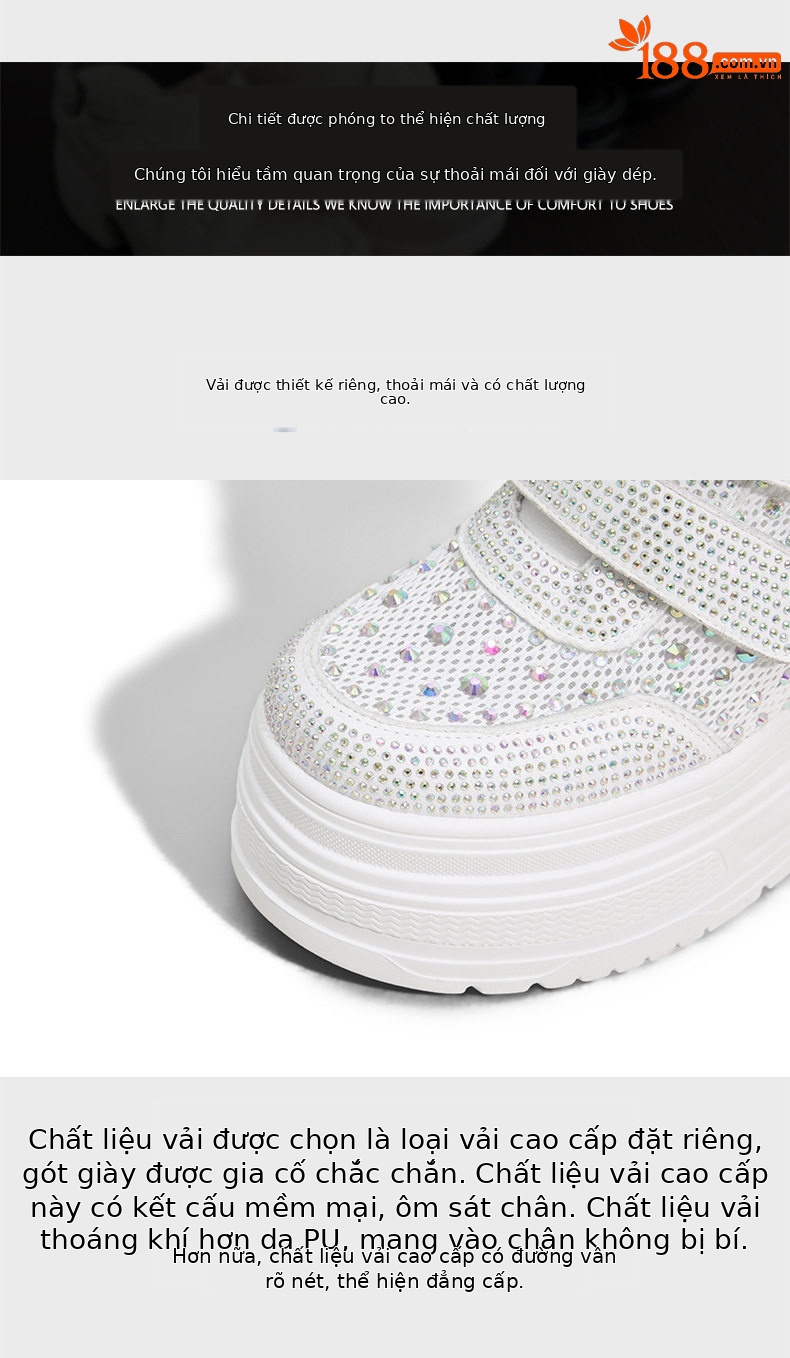 Giày sneaker nữ đế dày chunky trắng phối lưới thoáng khí gót 12 cm — Trắng, Đen chi tiết 6