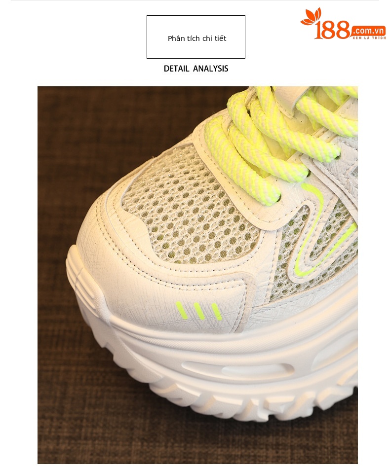 Giày sneaker nữ đế dày chunky lưới thoáng khí tăng chiều cao — Xám bạc chi tiết 6