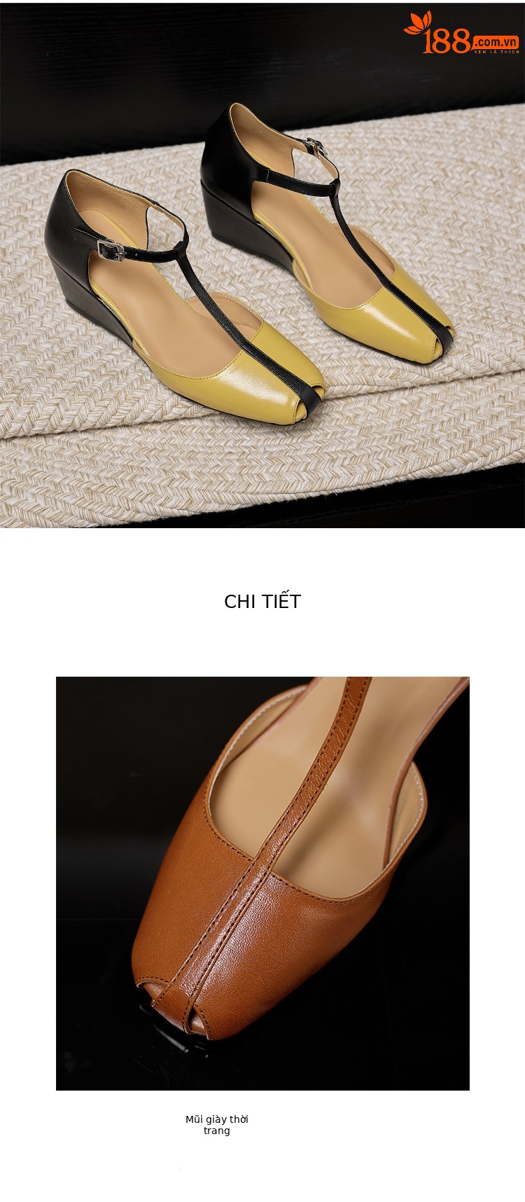Sandal nữ cao gót phong cách Pháp cổ điển, quai chữ T, gót xuồng, mũi hở — màu nâu chi tiết 11