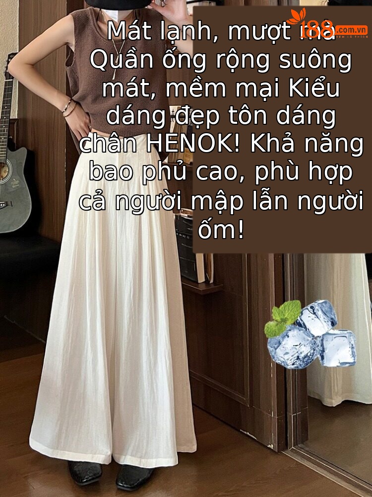 Quần tây nữ vải lanh cạp cao ống rộng mùa hè — Xanh lông mòng đen