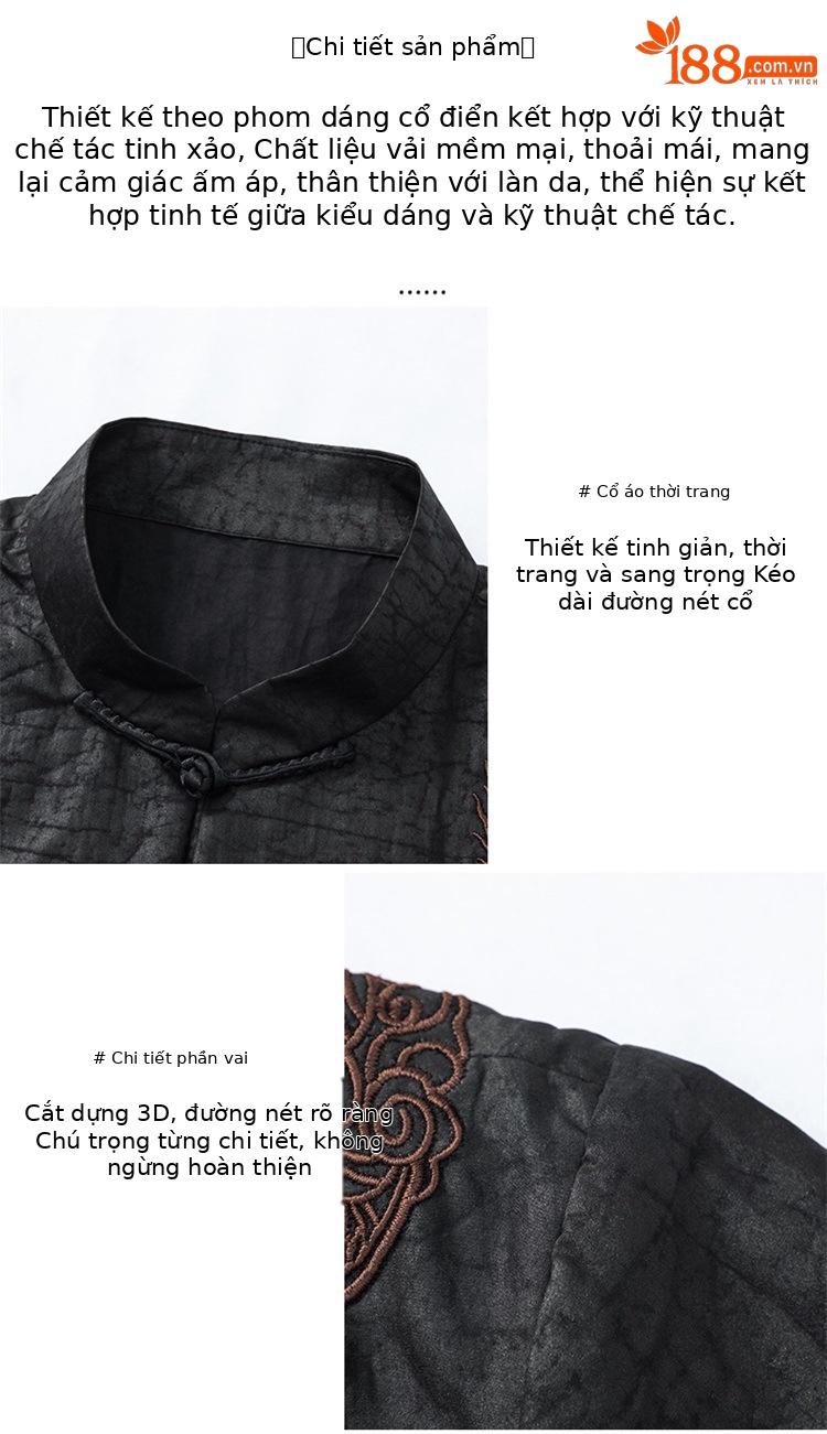 Áo sơ mi nữ tay ngắn cổ đứng lụa tơ tằm phong cách vintage — Da đen 8849 chi tiết 6
