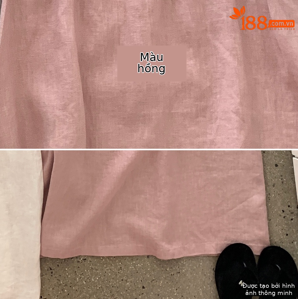 Chân váy midi linen cạp chun nữ phong cách Hàn Quốc — xanh đậm, màu trắng, màu xanh táo, yến mạch chi tiết 7