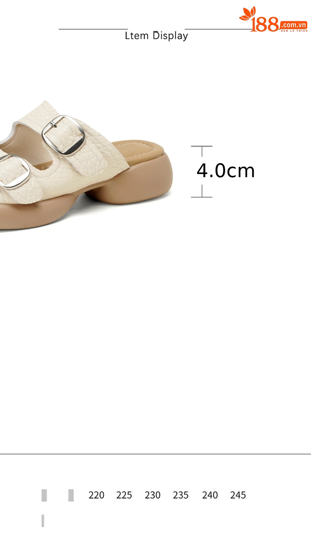 Dép sandal nữ quai chữ V đế dày da cừu khóa thắt lưng — Xám voi chi tiết 3