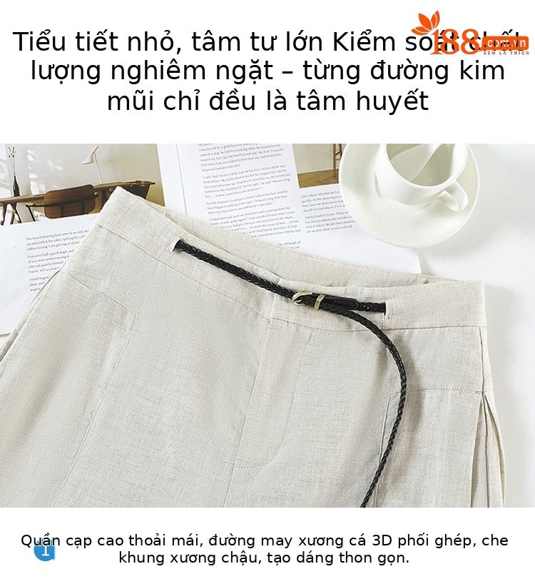 Quần ống rộng nữ chất liệu lanh pha lụa mỏng mùa hè dáng suông dài chạm đất — Màu đen thông thường chi tiết 19
