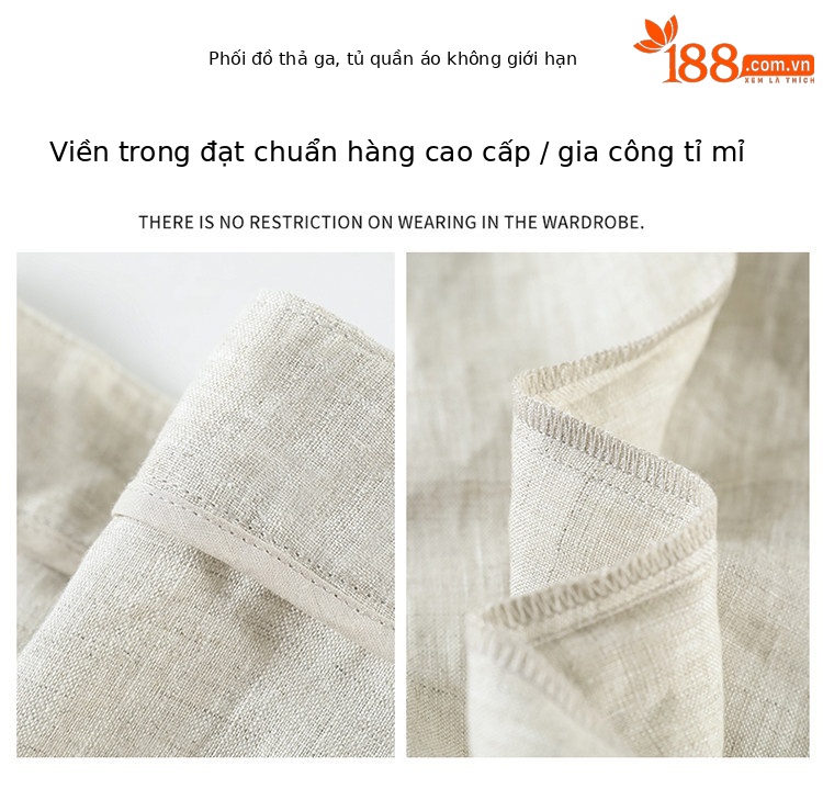 Quần ống rộng nữ chất liệu lanh pha lụa mỏng mùa hè dáng suông dài chạm đất — Màu đen thông thường chi tiết 23