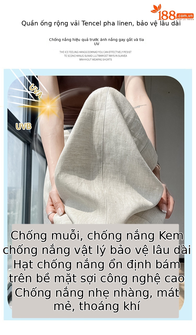 Quần ống rộng nữ chất liệu lanh pha lụa mỏng mùa hè dáng suông dài chạm đất — Màu đen thông thường chi tiết 17