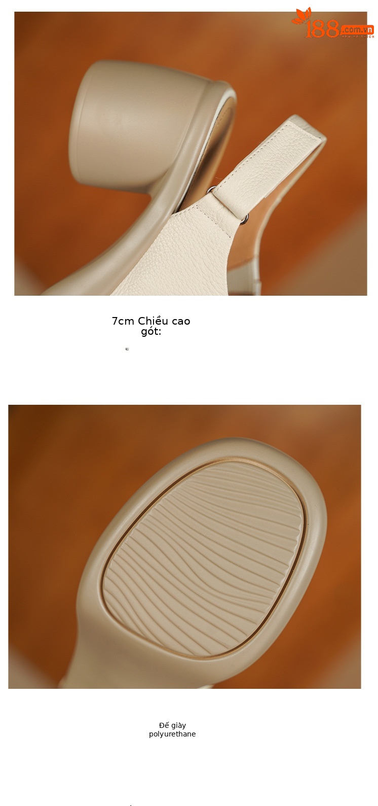 Sandal nữ cao gót mũi hở da cừu quai một từ khóa — màu trắng ngà chi tiết 15