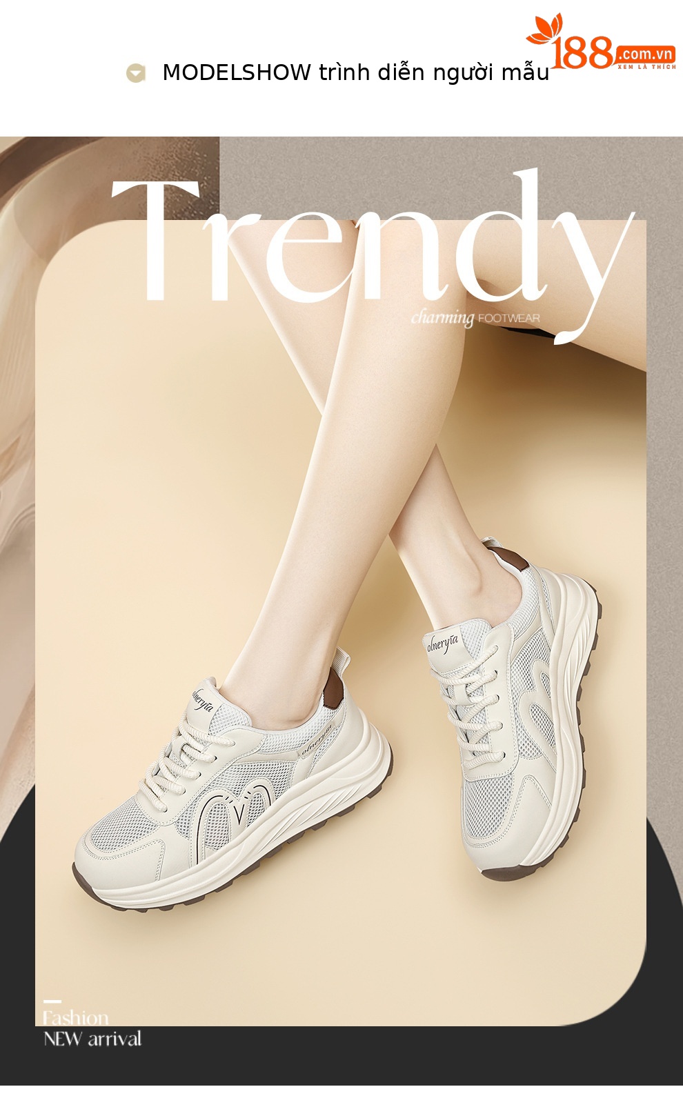 Giày sneaker nữ đế dày mesh thoáng khí mùa hè 2026 — 6168 thẻ mét, 6168 mét nâu chi tiết 3