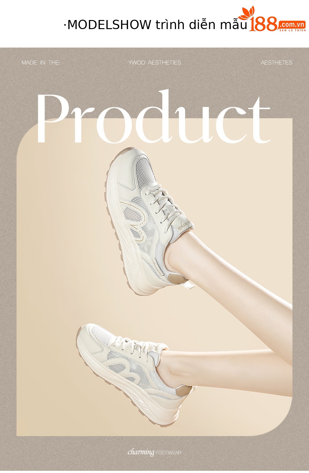 Giày sneaker nữ đế dày mesh thoáng khí mùa hè 2026 — 6168 thẻ mét, 6168 mét nâu chi tiết 4