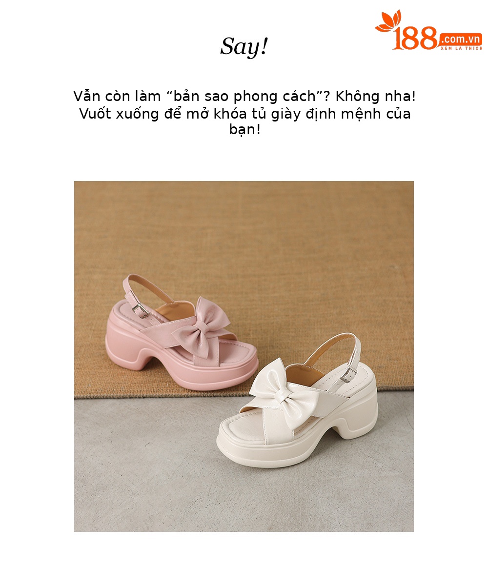 Sandal cao gót nữ hở mũi đế platform nơ bướm, gót siêu cao 12 cm — Hồng nhạt, màu trắng ngà chi tiết 2