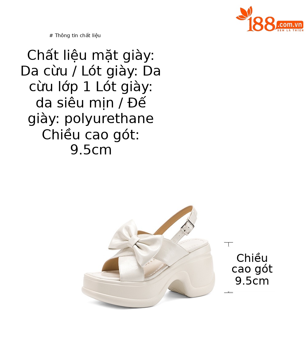 Sandal cao gót nữ hở mũi đế platform nơ bướm, gót siêu cao 12 cm — Hồng nhạt, màu trắng ngà chi tiết 3