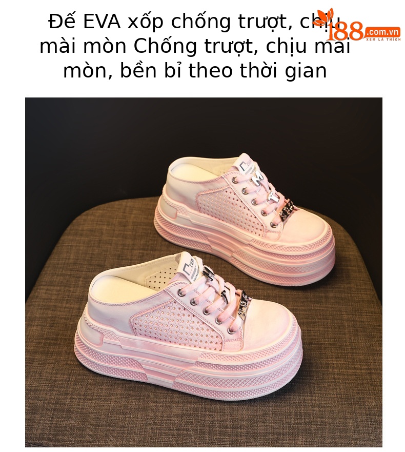 Dép trùm đầu nữ đế dày tăng chiều cao phong cách thời trang mùa hè 2026 — màu hồng, màu trắng chi tiết 10