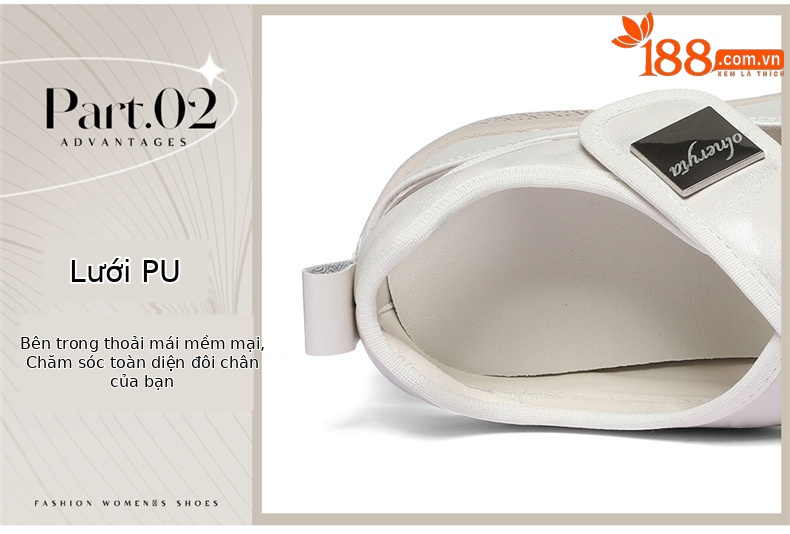 Sandal nữ quai chữ V đính sequin lỗ rỗng, đế mềm thoáng khí, dán Velcro tiện lợi — 6177 Trắng, 6177 Vàng chi tiết 11