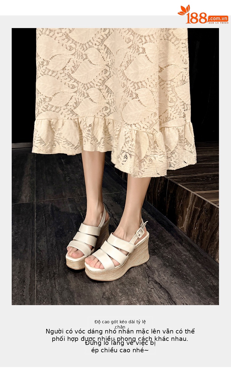 Sandal cao gót nữ hở mũi quai ngang đế xuồng da thật — màu đen, màu trắng ngà chi tiết 6