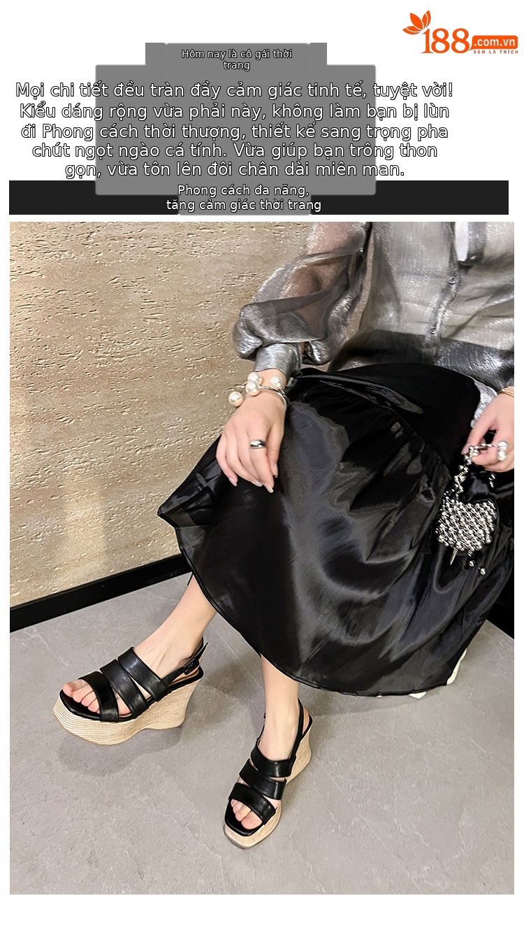 Sandal cao gót nữ hở mũi quai ngang đế xuồng da thật — màu đen, màu trắng ngà chi tiết 1