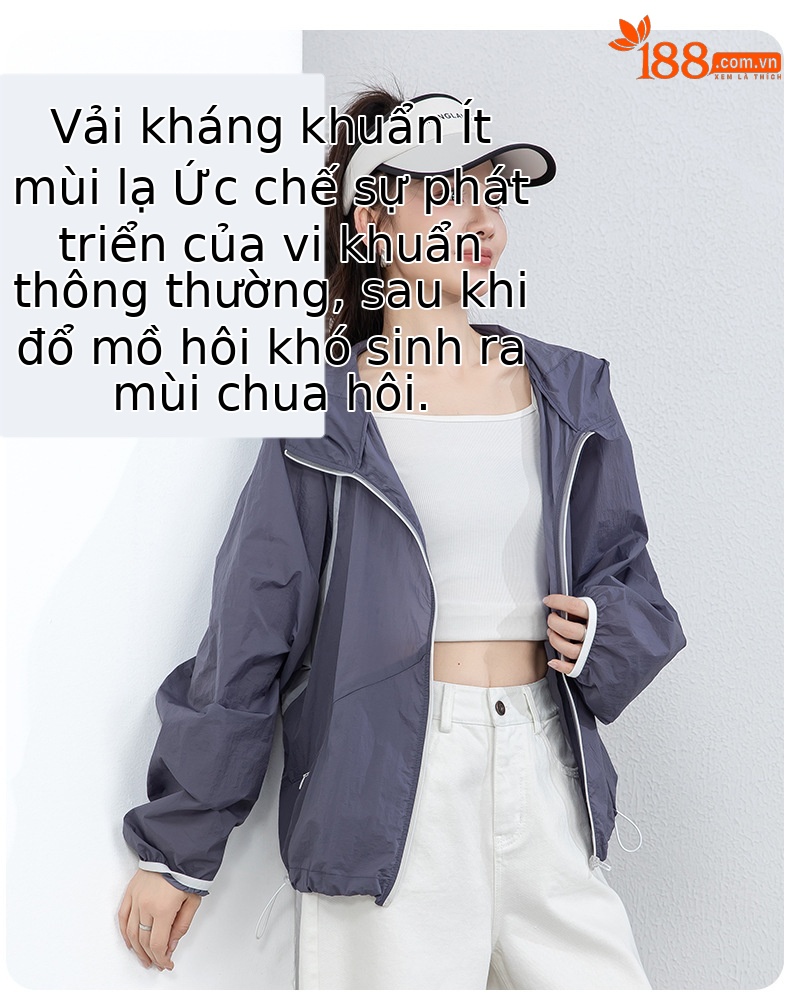 Áo chống nắng nữ dáng rộng thả vai, liền mũ, chất liệu lụa thoáng khí, che nắng mùa hè — màu tím chi tiết 11