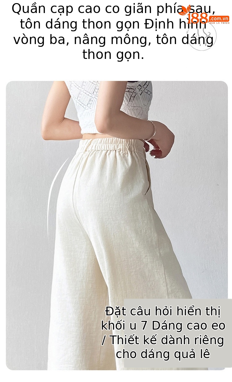 Quần culottes nữ ống rộng eo cao chất liệu ren đính cườm — Màu ảnh chi tiết 25