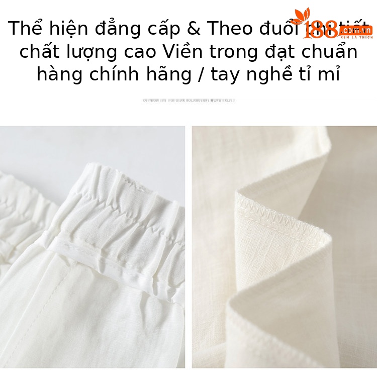 Quần culottes nữ ống rộng eo cao chất liệu ren đính cườm — Màu ảnh chi tiết 35