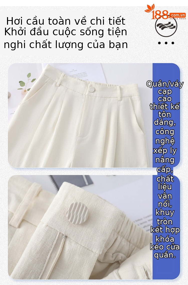 Quần culottes nữ ống rộng eo cao chất liệu ren đính cườm — Màu ảnh chi tiết 36