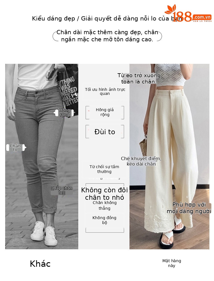 Quần culottes nữ ống rộng eo cao chất liệu ren đính cườm — Màu ảnh chi tiết 40