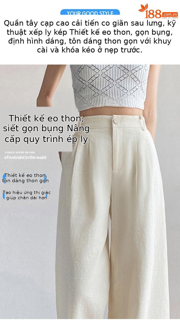 Quần culottes nữ ống rộng eo cao chất liệu ren đính cườm — Màu ảnh chi tiết 24