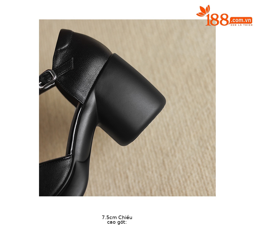 Sandal cao gót nữ mũi nhọn quai chữ T đế dày gót 7 cm — đen chi tiết 22