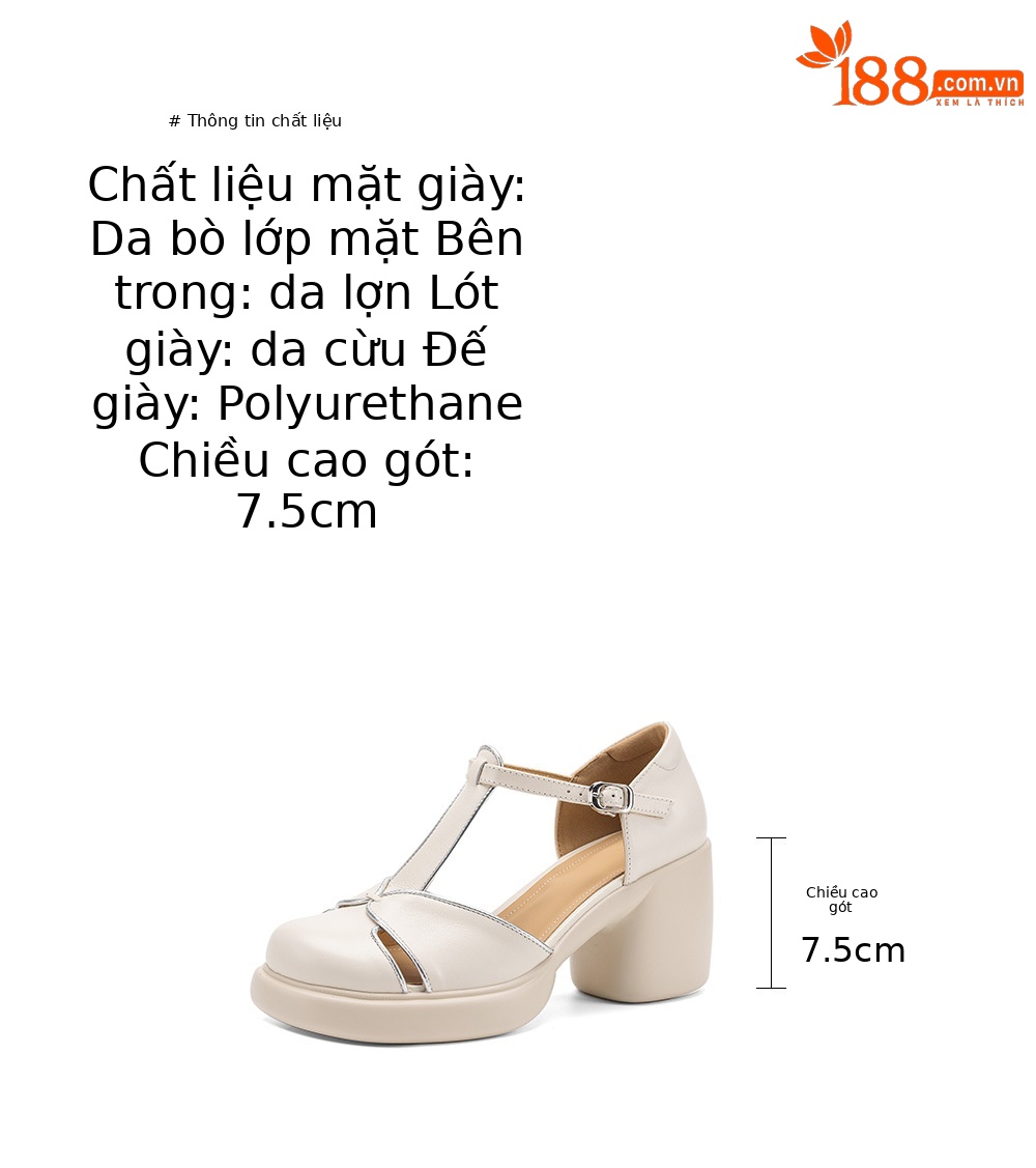 Sandal cao gót nữ mũi nhọn quai chữ T đế dày gót 7 cm — đen chi tiết 4