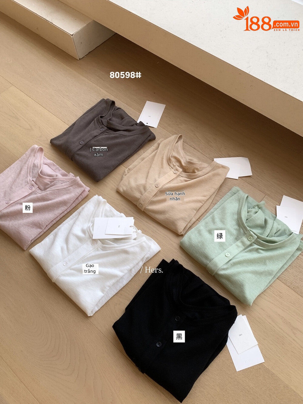 Áo khoác cardigan nữ dệt kim chống nắng cổ tròn tay dài phối màu cơ bản — Hồng sữa, Xám cacbon, màu đen, trắng ngà chi tiết 19