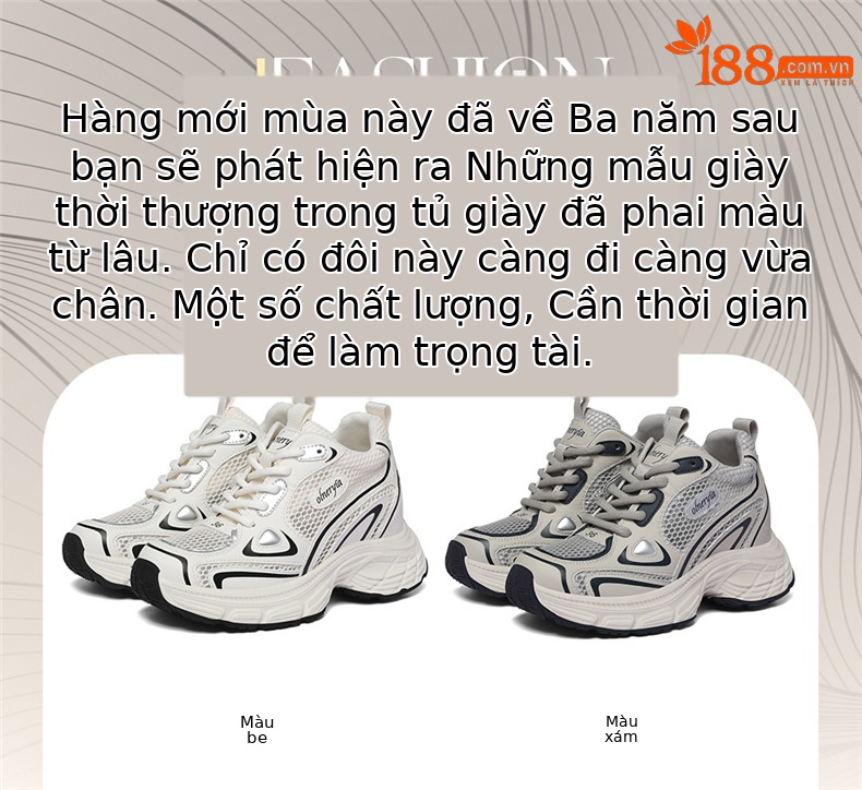 Giày sneaker nữ đế dày Diddy 2026 mới mùa hè, lưới thoáng khí, tăng chiều cao, nhẹ — 7009-5 Xám Lan, 7009-5 Màu be chi tiết 1
