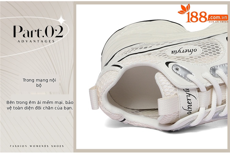 Giày sneaker nữ đế dày Diddy 2026 mới mùa hè, lưới thoáng khí, tăng chiều cao, nhẹ — 7009-5 Xám Lan, 7009-5 Màu be chi tiết 7