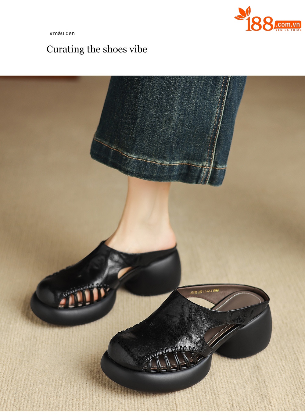 Sandal cao gót nữ mũi trùm đế dày gót 6 cm — đen chi tiết 7