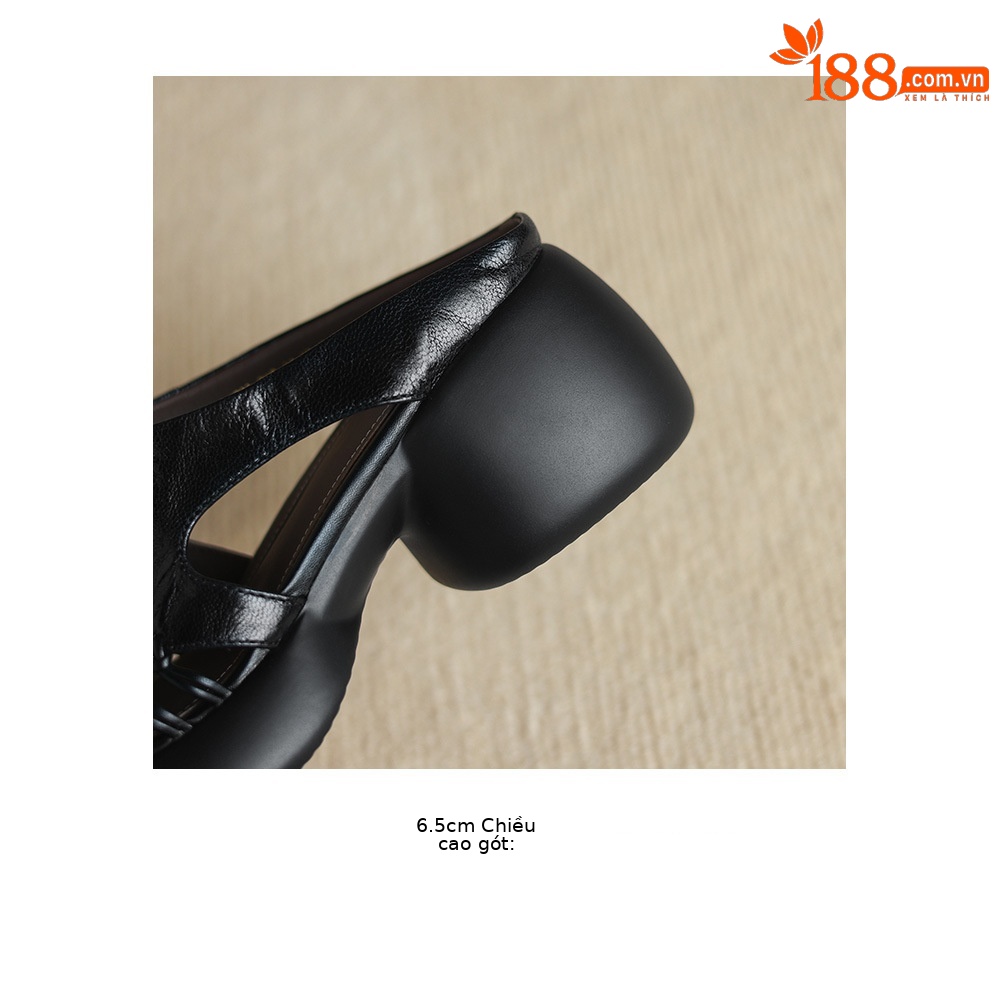 Sandal cao gót nữ mũi trùm đế dày gót 6 cm — đen chi tiết 16