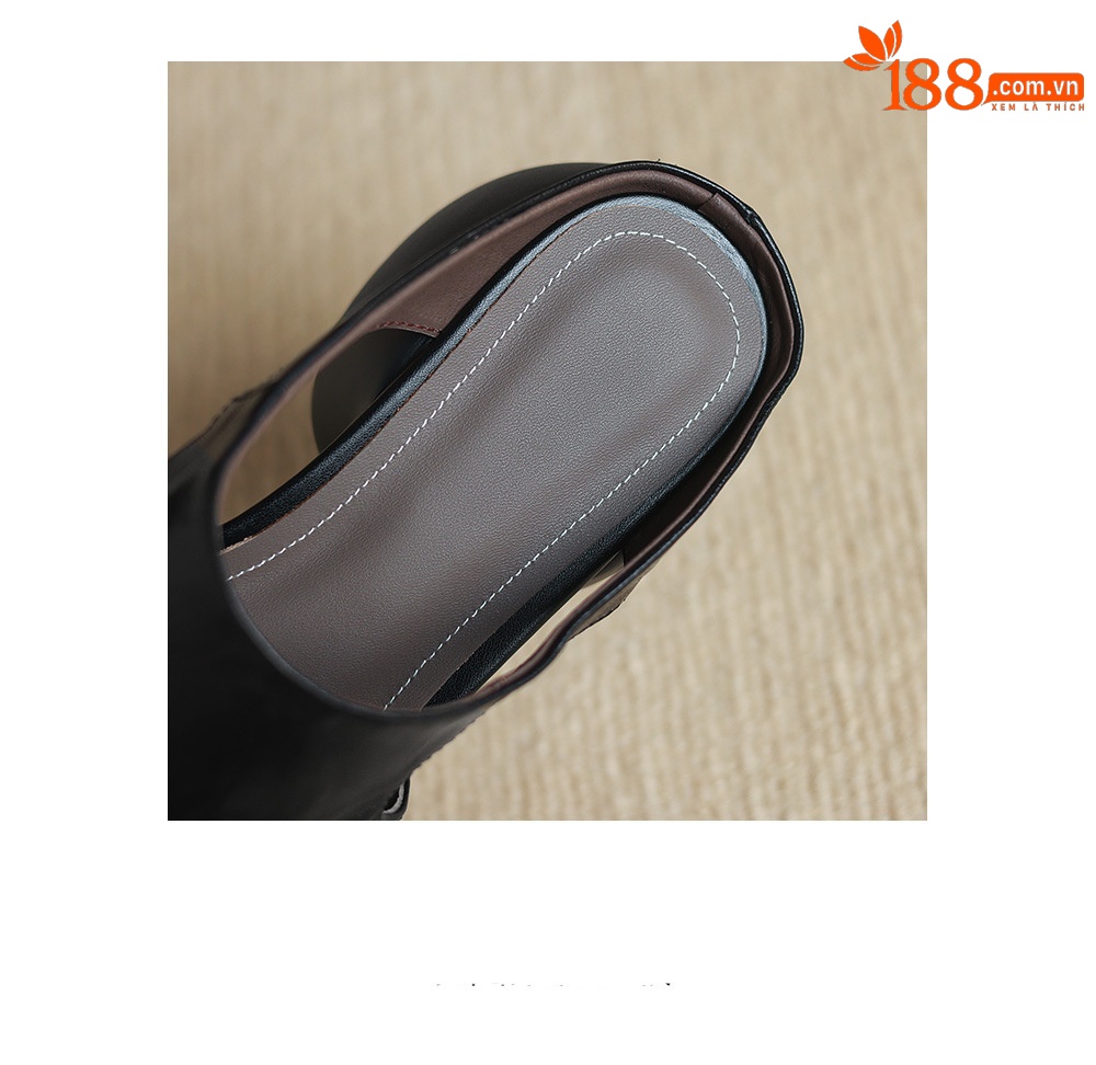 Sandal cao gót nữ mũi trùm đế dày gót 6 cm — đen chi tiết 17