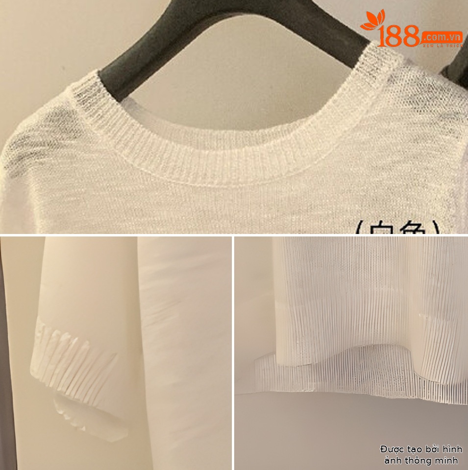 Áo thun nữ cổ tròn tay ngắn họa tiết trái cây chất liệu bamboo linen — màu đen, trắng ngà, màu cam, màu xám chi tiết 8
