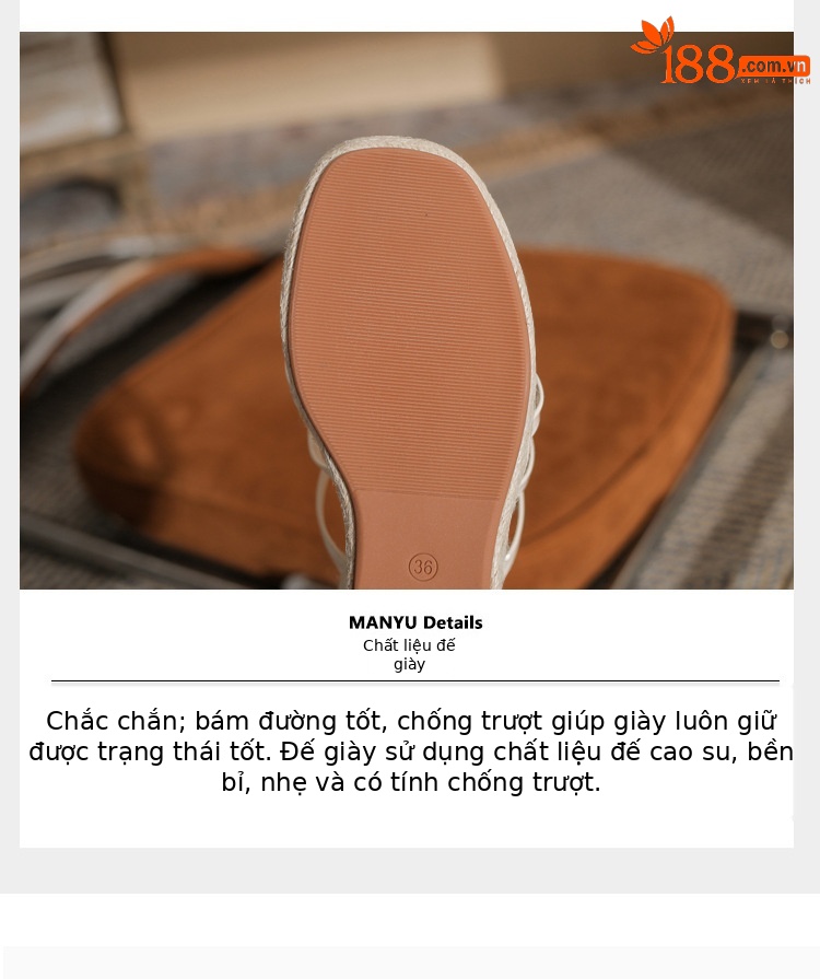 Sandal cao gót nữ hở mũi đế xuồng bện thừng gót 9 cm — màu trắng ngà chi tiết 6