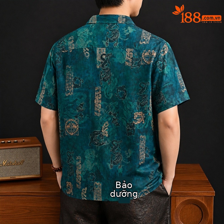 Áo polo nam tay ngắn lụa tơ tằm Mulberry Silk hai mặt cổ bẻ — Xanh da trời8898